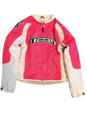 MEDIUM Womens Icon Glam Hooligan 2 Mesh Padded Pink Moto Dirt Bike Racing Jacket